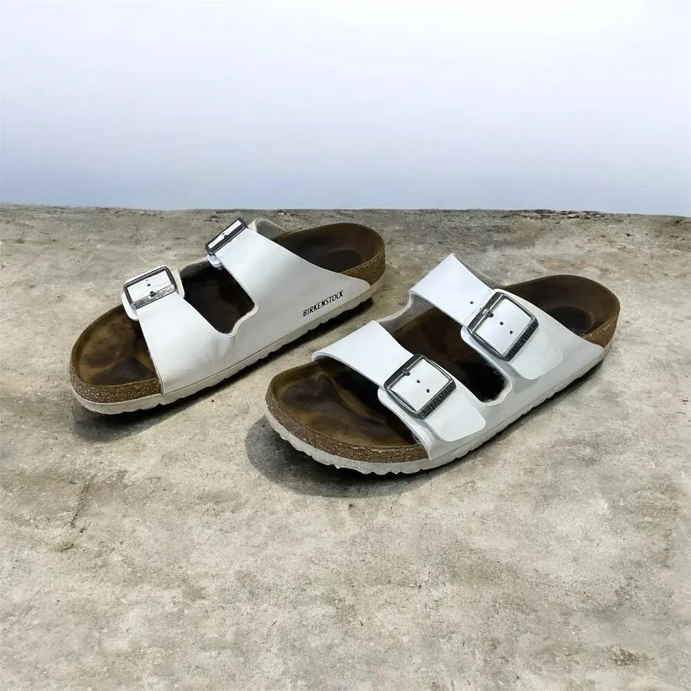 Birkenstock Sandals Women’s 41 Arizona Birko Flor White Slip On Comfort Slide